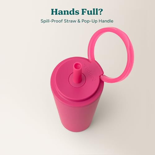 REDUCE Halo 32 oz Stainless Steel Vacuum Insulated Tumbler - Spill Proof Travel Mug with Flip Handle Lid - Keeps Drinks Cold for 32 Hrs - Dishwasher Safe - Cupholder Friendly - Dragon Fruit - color: Dragon Fruit, size: 32 Ounces