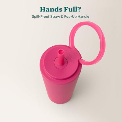REDUCE Halo 32 oz Stainless Steel Vacuum Insulated Tumbler - Spill Proof Travel Mug with Flip Handle Lid - Keeps Drinks Cold for 32 Hrs - Dishwasher Safe - Cupholder Friendly - Dragon Fruit - color: Dragon Fruit, size: 32 Ounces