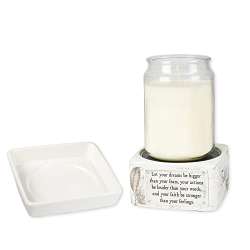 Elanze Designs Dream Actions Faith Stronger Stoneware Electric 2 in 1 Jar Candle and Wax Tart Oil Warmer - size: Medium 2-in-1