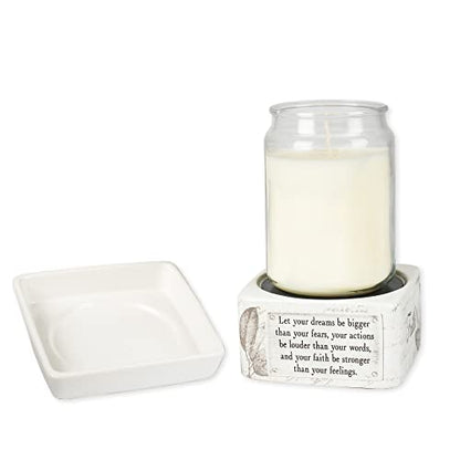 Elanze Designs Dream Actions Faith Stronger Stoneware Electric 2 in 1 Jar Candle and Wax Tart Oil Warmer - size: Medium 2-in-1