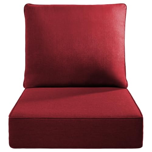 Luxury 22x24/22x25 6-Inch Outdoor Cushions - Water Resistant 1 Set Zippered Patio Chair Back&Seat Cushion for Wicker Dining Rocking Swivel Chairs Loveseat Couch Sectional Sofa - Red - color: Red/Classic, size: 22x24x6"(High Back)