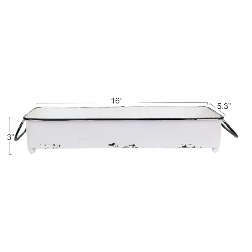 Creative Co-Op Decorative Rectangle Distressed Metal Tray - color: White
