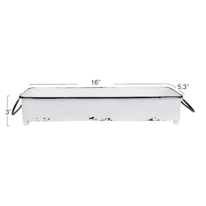 Creative Co-Op Decorative Rectangle Distressed Metal Tray - color: White