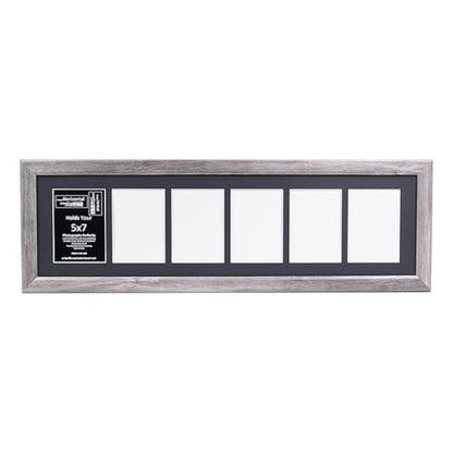 Creative Letter Art 6 Opening Driftwood Picture Frame with Glass to hold 5 by 7 inch Photographs including 10x36-inch Black Mat Collage - color: 6 opening, size: Driftwood w/ Black