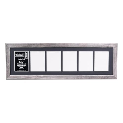 Creative Letter Art 6 Opening Driftwood Picture Frame with Glass to hold 5 by 7 inch Photographs including 10x36-inch Black Mat Collage - color: 6 opening, size: Driftwood w/ Black
