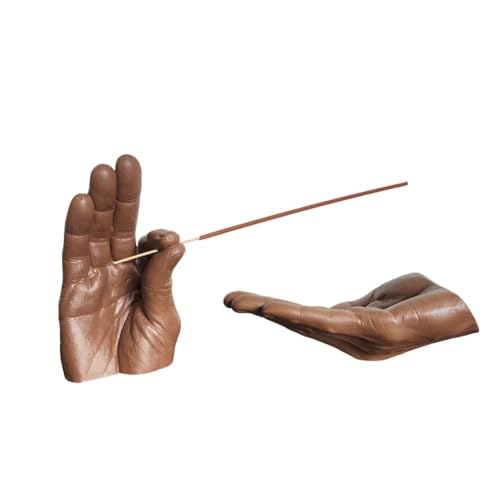 Hand Statues Incense Holder - Incense Burner Ash Catcher, Handcrafted Incense Stick Holder with Ash Catcher, Artisan Incense Burner for Meditation & Yoga (Brown) - color: Brown