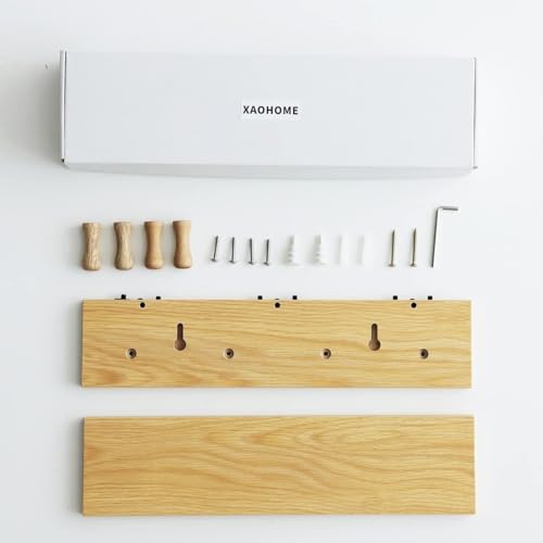 Small Entryway Shelf with Hooks, Wall Mounted Coat Rack with Shelf for Small Spaces, Wooden Floating Wall Organizer for Entryway, Mudroom, Nursery, Bathroom & Kitchen (Oak Finish) - color: Oak Finish