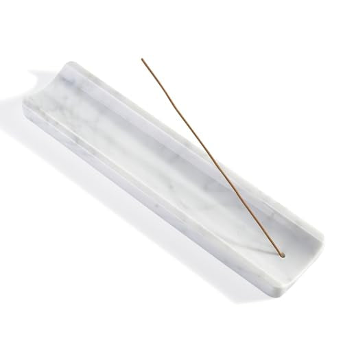 Marble Incense Holder, Incense Holder for Sticks, Incense Sticks Holder Ash Catcher for Meditation Yoga SPA, Natural Stone Incense Burner, Home Table Decor - color: Standard-bianco Carrara