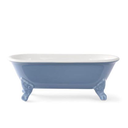 6.5" Ceramic Mini Clawfoot Bathtub Soap Dish, Blue | Decorative, Kitchen Sponge Holder, Shower Tray, 1 Pack - color: Blue