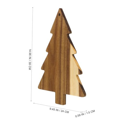 Homoyoyo Wooden Christmas Tree Charcuterie Board Serving Pizza Board Small Round Cutting Home Decorative