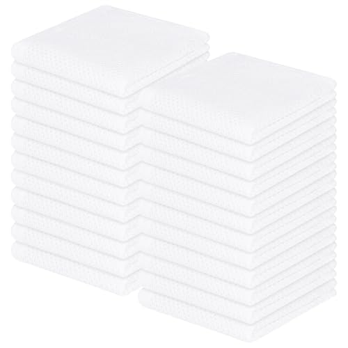 Homaxy 100% Cotton Waffle Weave Kitchen Dish Cloths 24-Pack, White | 12 x 12 Inches, Ultra Soft Absorbent Dish Towels, Quick Drying Dish Rags with Hanging Loop - color: White, size: 12 X 12 - 24 Pack