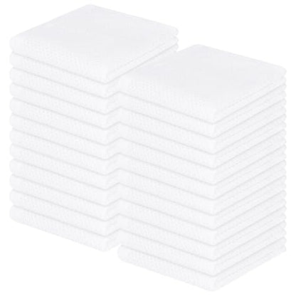 Homaxy 100% Cotton Waffle Weave Kitchen Dish Cloths 24-Pack, White | 12 x 12 Inches, Ultra Soft Absorbent Dish Towels, Quick Drying Dish Rags with Hanging Loop - color: White, size: 12 X 12 - 24 Pack