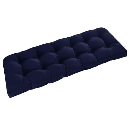 downluxe Outdoor Bench Cushion for Patio Furniture, Water Resistant Tufted Overstuffed Porch Swing Cushions, Thick Outdoor Loveseat Cushions, 59" x 18" x 5", Navy, Set of 1 - color: Navy, size: 59x18x5 Inch
