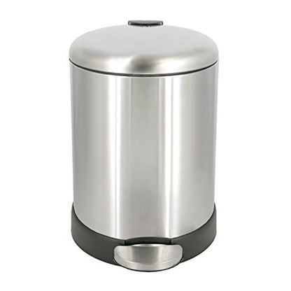 Glad Small Trash Can, 1.2 Gallon | Round Stainless Steel Garbage Bin with Soft Close Lid & Step Foot Pedal | Metal Waste Basket with Removable Inner Bucket, Stainless, 8 x 9.5 x 12 inches - color: Stainless
