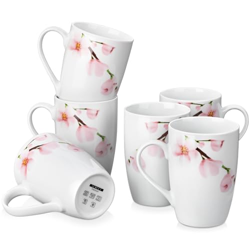 VEWEET Floral Coffee Mugs Set of 6, 16 OZ Large Handle Ceramic Mugs, ANNIE | Floral Coffee Mugs Set of 6 with Large Handle, Microwave and Dishwasher Safe, Ideal for Tea, Coffee, and Hot Cocoa - color: ANNIE, size: 16 OZ (Set of 6)