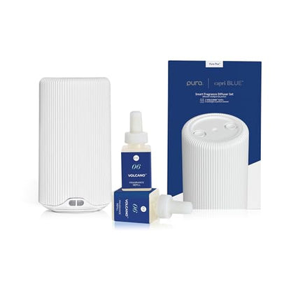 Capri Blue Pura Plus Smart Home Fragrance Diffuser Kit - Includes 1 Tabletop Pura Diffuser and 2 Volcano Refills - Notes of Tropical Fruits & Sugared Citrus