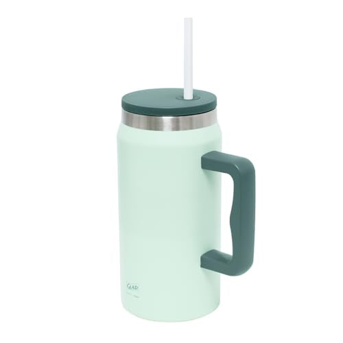 Glad Pioneer Stainless Steel Tumbler with Lid and Straw - Double Walled Insulated Cup with Handle - Leak Resistant & Drinks Stay Cold All Day, 47oz, Green - color: Green, size: 47 Ounces