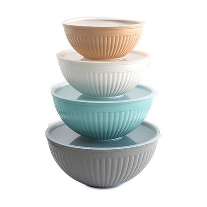 Nordic Ware Prep and Serve Mixing Bowls Set, 8-Piece, Earth-Tones - color: Earth-Tones, size: 8-Piece
