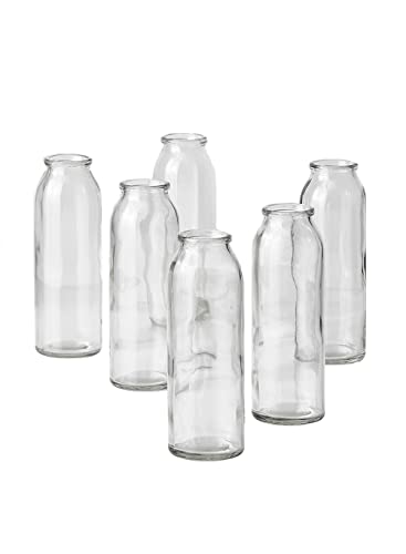 Serene Spaces Living Set of 6 Clear Glass Bud Vases – Ideal for Centerpieces at Weddings and Events – 6.25” Tall & 2” Diameter – Elegant Flower Vases for Home Decor - size: Set of 6