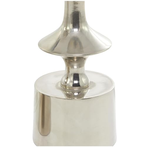 CosmoLiving by Cosmopolitan Aluminum Metal Decorative Candle Holder Pillar Candle Stand, Set of 3 Candlestick Holder 10', 9', 7'H, Silver - color: Silver