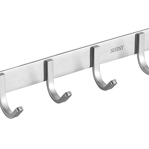 304 Stainless Steel Brushed Nickel Coat Hook Hanger Wall Mounted 17-Inch Towel Hook Rack with 7 Hooks, Easy Installation Rail for Bedroom, Bathroom, Foyer, Hallway, Office, Rust and Water Proof - size: 7S hooks