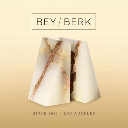 Bey-Berk White Triangular Onyx Marble Bookends - Heavy-Duty Wedge Design, Modern Office and Bookshelf Organizer - color: White