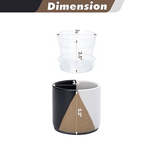 D'vine Dev 2-Pack Cachepot with Clear Pot, 3.5 in, Midnight Mesa, 93-V-A-2 | Dual-Pot System, Root Visibility, Bottom Watering Support, Enhanced Drainage, Artistic Stoneware Design, Easy Plant Care - color: Midnight Mesa, size: 3.5” Cachepot + 3“ Clear Gr