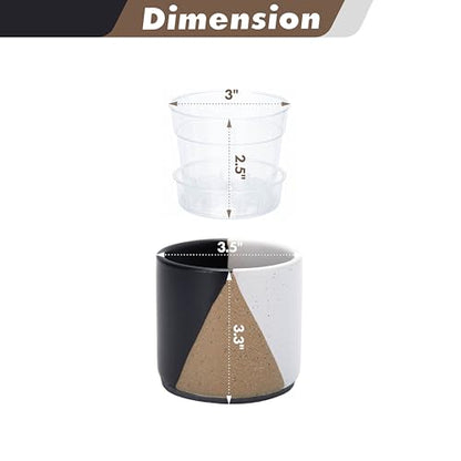 D'vine Dev 2-Pack Cachepot with Clear Pot, 3.5 in, Midnight Mesa, 93-V-A-2 | Dual-Pot System, Root Visibility, Bottom Watering Support, Enhanced Drainage, Artistic Stoneware Design, Easy Plant Care - color: Midnight Mesa, size: 3.5” Cachepot + 3“ Clear Gr