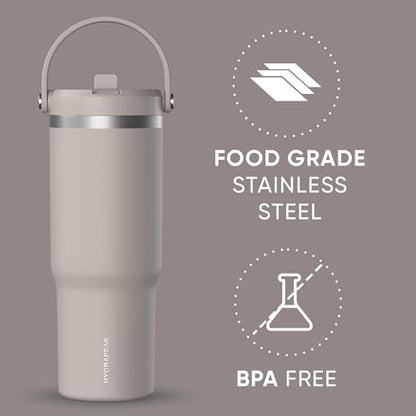 Hydrapeak Nomad 32oz Stainless Steel Insulated Travel Tumbler with Handle & Straw Lid, Leakproof, Cupholder Friendly, Back to School, College Dorm, Gym & Everyday Hydration, Cold 24 Hours (Mocha) - color: Mocha