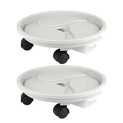 10 Inch Plant Caddy with Wheels & Water Container, 10.4" Round Plant Tray with Water Drawer, Rolling Planter Stand, for Indoor Outdoor, Bearing 110 Lbs, 2 Pack - size: 10 Inch