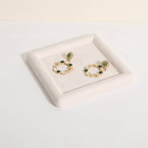 Square velvet Jewerly display tray, Jewelry storage organizer plate, Empty Jewelry showcase tray for Necklace Bracelet Ring Earring display stand holder (Cream-Medium, 5.9 x 5.9 in) - color: Cream, size: Medium