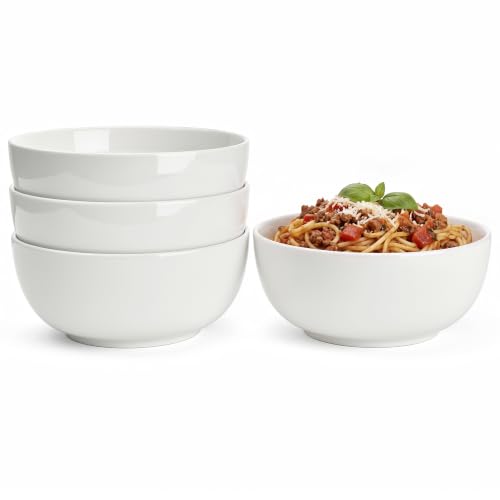 Sweese 24 oz Ceramic Cereal Bowl Set of 4, 6" Breakfast Bowl Stackable, Round Serving Bowl for Rice, Snack, Fruit and Everyday Meals, White - color: White, size: 24 Ounce (Set of 4)