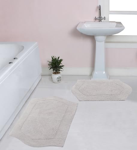 Home Weavers 100% Cotton Tufted Waterford Collection, Extra Soft and Absorbent Bath Rugs, Machine Washable Bath Mats for Bathroom, 2 Piece Set(M+L), Light Gray - color: Light Gray, size: 2 Piece Set(M+L)