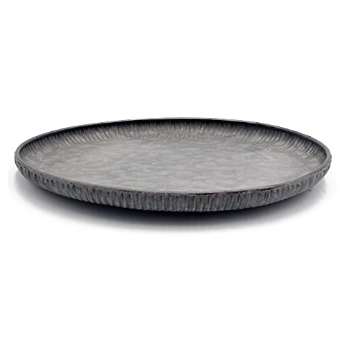 Funerom 7.8 inch Very Small Round Galvanized Metal Tray | Decorative Tray corrugated edges - size: 7.8"