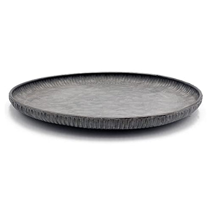 Funerom 7.8 inch Very Small Round Galvanized Metal Tray | Decorative Tray corrugated edges - size: 7.8"