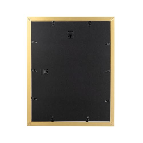 11x14 Picture Frame Gold, Display 11x14 without Mat or 8x10 with Mat, Wall Gallery Photo Frames - color: Gold Wood, size: 11x14 inches