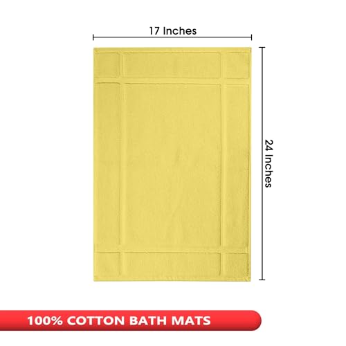 100% Cotton Bath Mat 24x17 Inches, 1350 GSM Thick Plush, Soft Absorbent, Oeko-Tex Certified, Durable Construction– Yellow - color: Yellow