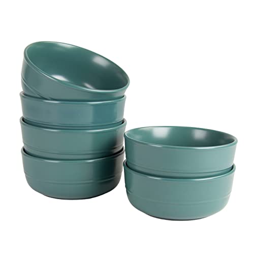 Double Line 6.25"/24 oz Cereal Bowl, Set of 6, Emerald Green - color: Emerald Green, size: Cereal Bowl