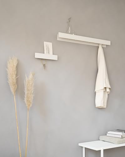 Kazai. Coat Rack Wall Mount 'Kian' | Modern Coat Rack with Hidden Hooks and Shelf | Designer Metal Wall Mounted Clothes Hook | Heavy Duty Entryway Wall Hanger | White - size: 8 Hooks