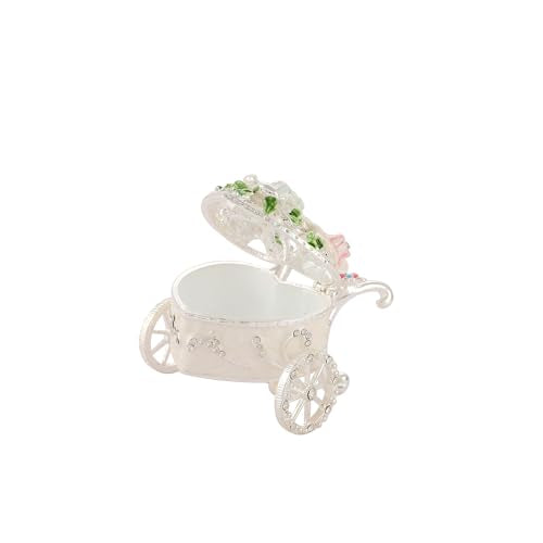 QIFU Hand Painted Small Silver Carriage Style Enamel Trinket Box, Unique Gift for Family - style: Carriage