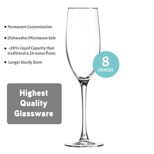 Set of 2, Wedding Anniversary Glasses, 10 Years Down - Forever To Go - Happy Anniversary 8 Oz Laser Engraved Clear Custom Crafted Elegant Champagne Flute Premium Glass Crystal - style: DownForever-10