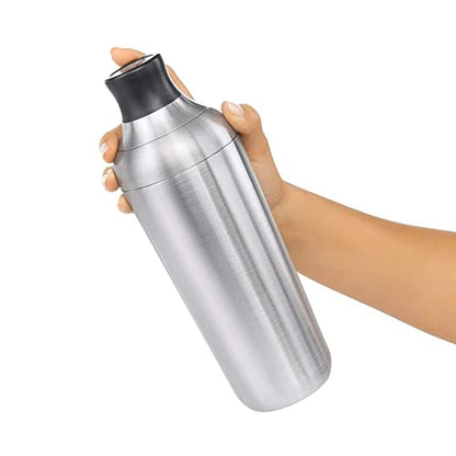 OXO Steel Cocktail Shaker with Strainer, Stainless Finish - 24 oz Capacity | Bar Tool, Easy-Grip Design, Home Bar, Bartending Equipment, Beginner-Friendly, Leak-Proof, Single Wall Shaker
