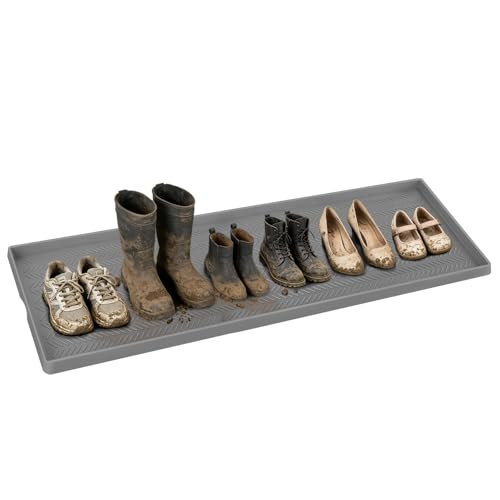 Kalolary Extra Large Boot Tray for Entryway, Silicone Shoe Mat (48x16) | Non-Slip Shoe Mat Tray for Muddy & Wet Shoes Waterproof Shoe Rug for Front Door Patio Porch Room Indoor Outdoor Use - size: 48x16 Inches