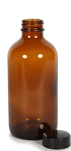 Vivaplex, 12, Amber, 8 oz Glass Bottles, with Lids.