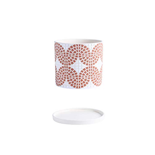 Liudan Flower Pot Plant Pots with Drainage Hole and Saucer Ceramic Indoor Planter Round Flower Planter Pot with Tray Modern Decorative Gardening Pot Garden Pots (Style : D)