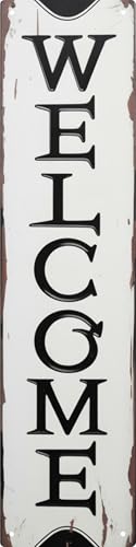 WSUPBPR Welcome Metal Sign 4x16in Rustic Plaque for Entryway Wall Decor Home Greeting Gift - color: Welcome
