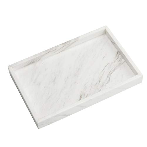 Natural Marble Storage Vanity Tray, Cosmetics Jewelery Tray, Kitchen Organizer, Coffee Table Tray (Volakas White, Glossy Surface, 11.8L x 7.87W x 1.18H) - color: Volakas White
