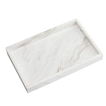 Natural Marble Storage Vanity Tray, Cosmetics Jewelery Tray, Kitchen Organizer, Coffee Table Tray (Volakas White, Glossy Surface, 11.8L x 7.87W x 1.18H) - color: Volakas White