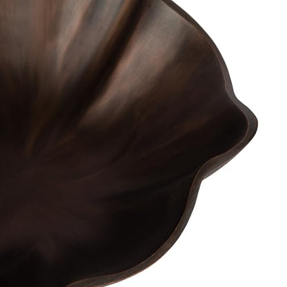 Kate and Laurel Flutte Scalloped Decorative Metal Serving Bowl; 10 x 10 x 3; Bronze; Modern Wavy Fruit Bowl for Kitchen Counter or Use as Tabletop Storage for an Entryway Table