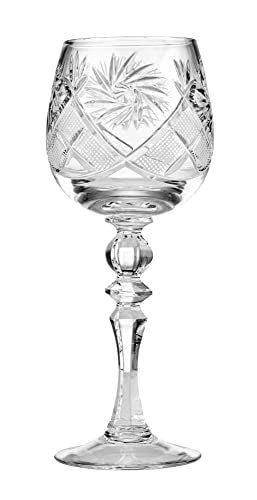 Set of 2 Hand Made Vintage Crystal Classic Wine Goblets on a Stem 8"H, Old-Fashioned Glassware - size: Wine Glass long stem 8.0oz
